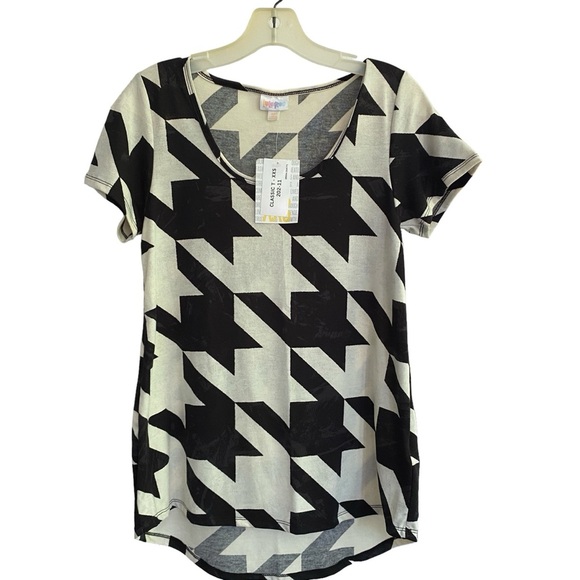 LulaRoe CLASSIC Black & White/Cream Houndstooth Tee NWT Size XXS - Picture 1 of 6